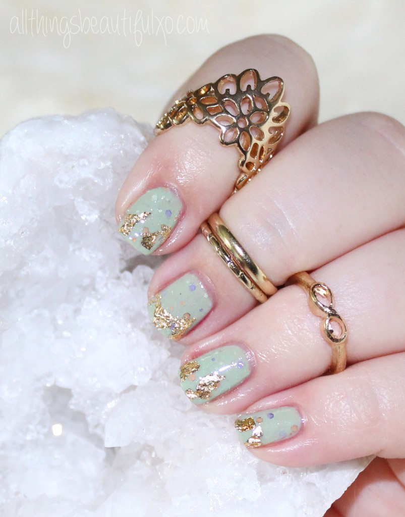 Gold Flake Foil Nail Art with KBShimmer Sage It Ain't So - All Things  Beautiful XO